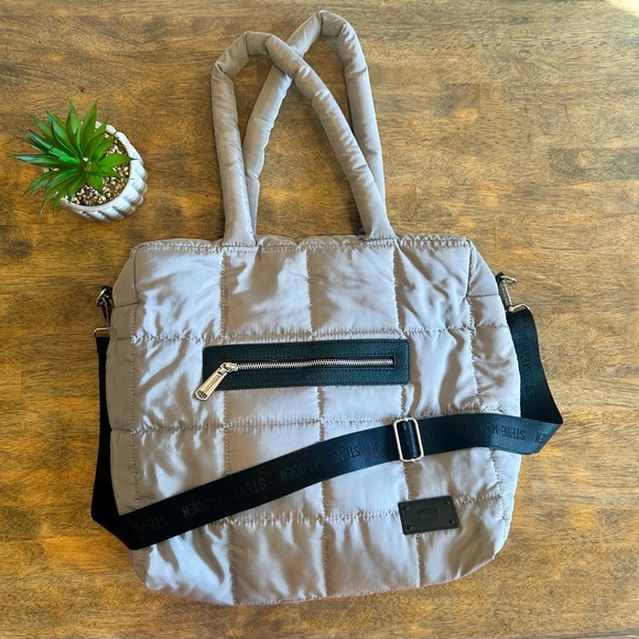 Steve Madden Handbags - Steve Madden Large Gray Quilted Tote Bag